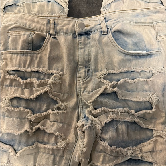 Distressed Light Blue Ripped Jeans - Picture 4 of 6